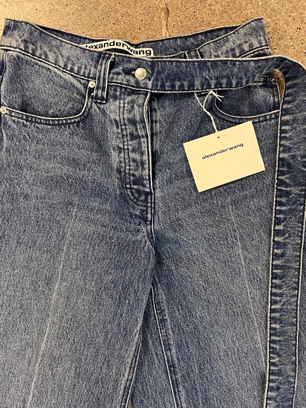 NWT Alexander Wang Raver High-rise Belted Wide Leg Jeans Sz 26 - Picture 11 of 15